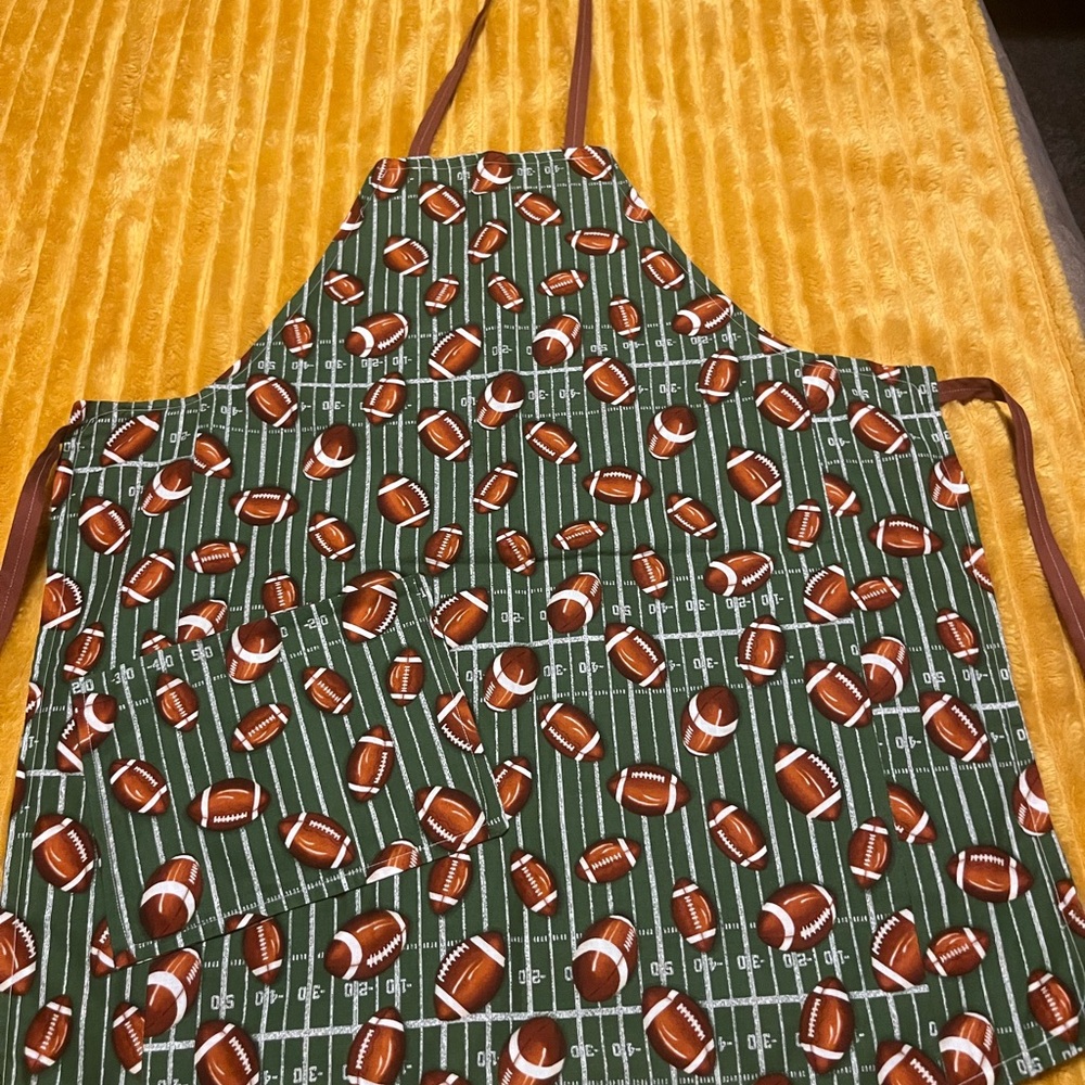 Football Print Green Apron